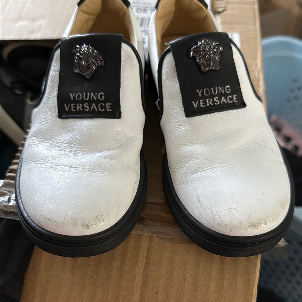 Versace White Leather Men's Shoes